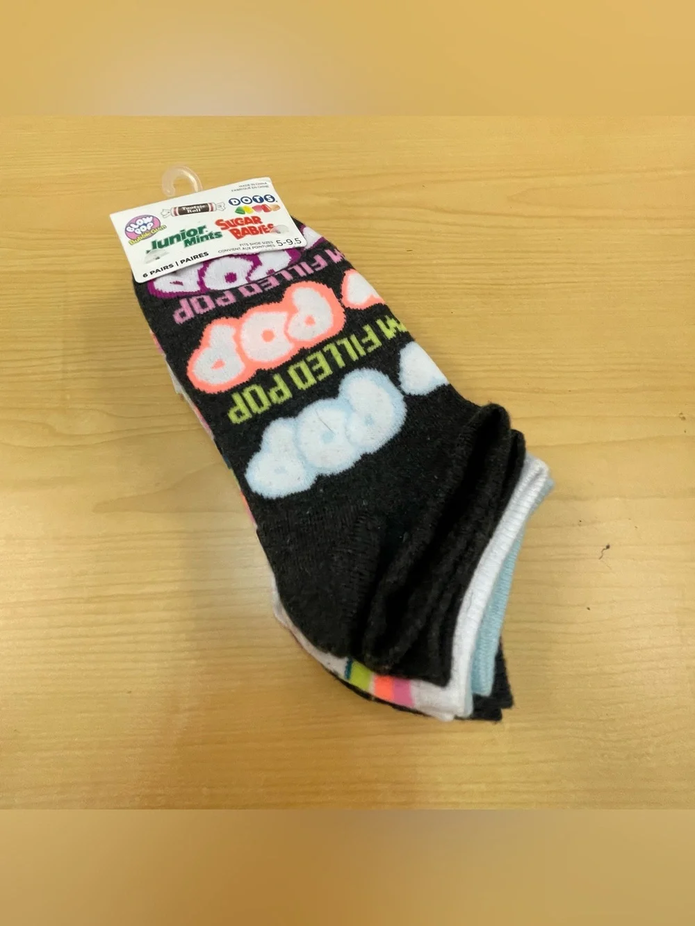 Candy Themed  Graphic Low Cut Socks - 6 - Pk - Size 5-9.5